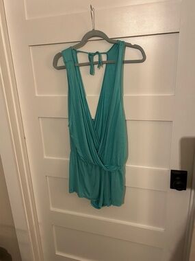 Venus Swim Cover-Up - Aqua Sleeveless Surplice Romper